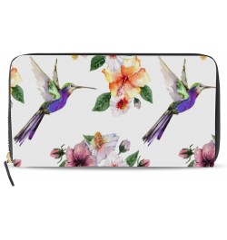 Retro Hummingbird Pattern Wallets for Women Card Holder Zipper Purse Phone Clutch Wallet Painting Wristlet with Wrist Strap H...