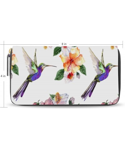 Retro Hummingbird Pattern Wallets for Women Card Holder Zipper Purse Phone Clutch Wallet Painting Wristlet with Wrist Strap H...