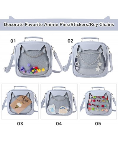 Women Ita Bag Kawaii Crossbody Purse Cute Cat Messenger Purse Clear Backpack Shoulder Bags Pin Display Bag Blue $29.61 Backpacks