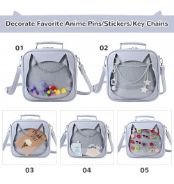 Women Ita Bag Kawaii Crossbody Purse Cute Cat Messenger Purse Clear Backpack Shoulder Bags Pin Display Bag Blue $29.61 Backpacks