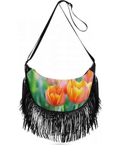 Women Fringe Tassel Cross Body Bag Pug Dragonfly Leisure Shoulder Bag Color097 $11.36 Crossbody Bags