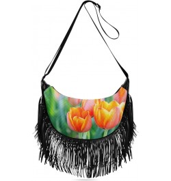 Women Fringe Tassel Cross Body Bag Pug Dragonfly Leisure Shoulder Bag Color097 $11.36 Crossbody Bags