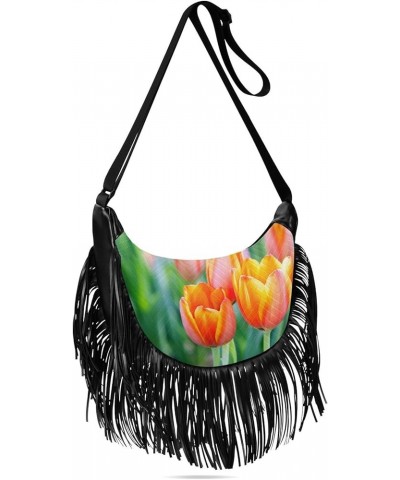 Women Fringe Tassel Cross Body Bag Pug Dragonfly Leisure Shoulder Bag Color097 $11.36 Crossbody Bags