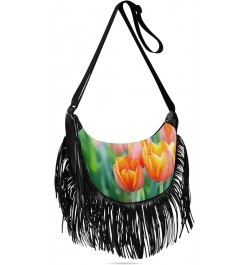 Women Fringe Tassel Cross Body Bag Pug Dragonfly Leisure Shoulder Bag Color097 $11.36 Crossbody Bags