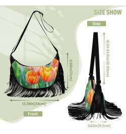 Women Fringe Tassel Cross Body Bag Pug Dragonfly Leisure Shoulder Bag Color097 $11.36 Crossbody Bags