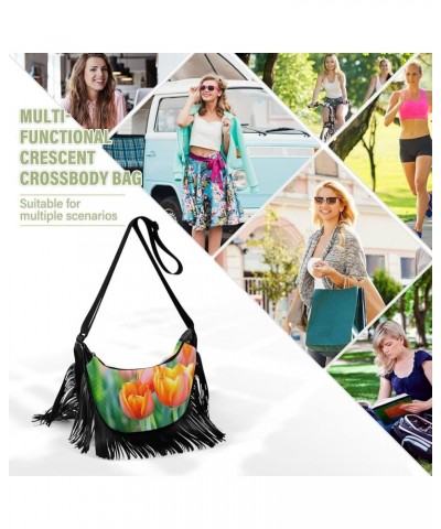 Women Fringe Tassel Cross Body Bag Pug Dragonfly Leisure Shoulder Bag Color097 $11.36 Crossbody Bags