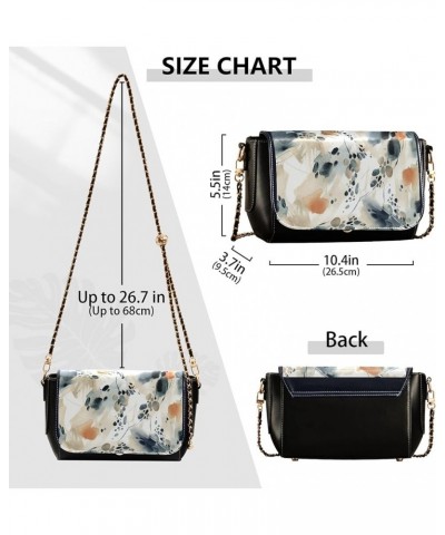 Colorful Flower Vivid Print Crossbody Purses for Women Black Shoulder Leather Bags Wallet Handbags with Chain Strap Floral Br...