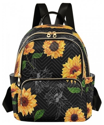 Colored Sunflower Blossom Leaf Women Backpack Purse Ladies Fashion Shoulder Bag Daypack Travel Bag 7.5L Medium $17.04 Backpacks