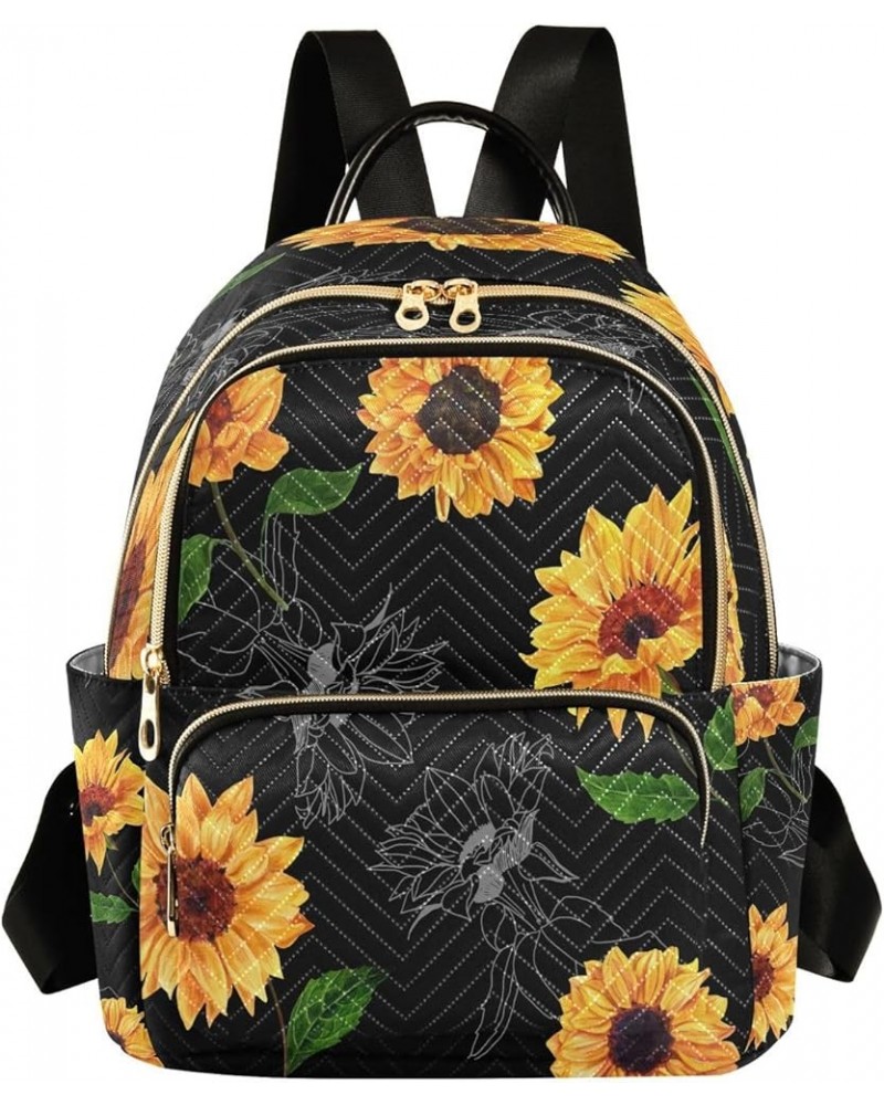 Colored Sunflower Blossom Leaf Women Backpack Purse Ladies Fashion Shoulder Bag Daypack Travel Bag 7.5L Medium $17.04 Backpacks