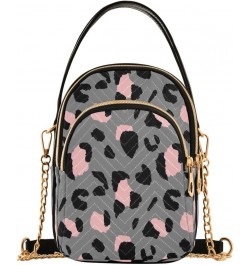 Black Pink Leopard Print Crossbody Bag Small Shoulder Handbags Leather Purse for Women $12.74 Crossbody Bags