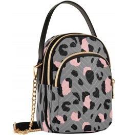 Black Pink Leopard Print Crossbody Bag Small Shoulder Handbags Leather Purse for Women $12.74 Crossbody Bags