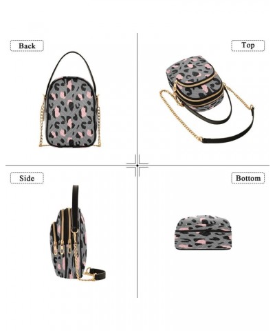 Black Pink Leopard Print Crossbody Bag Small Shoulder Handbags Leather Purse for Women $12.74 Crossbody Bags