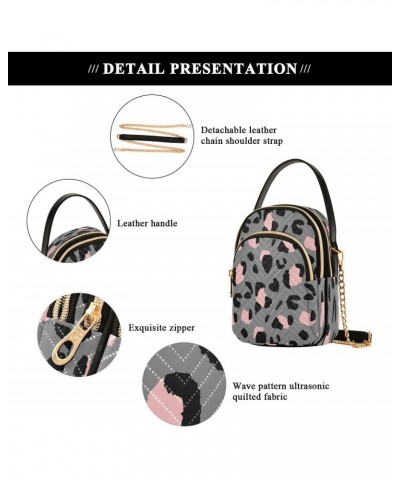 Black Pink Leopard Print Crossbody Bag Small Shoulder Handbags Leather Purse for Women $12.74 Crossbody Bags