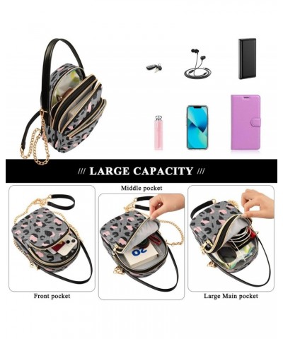 Black Pink Leopard Print Crossbody Bag Small Shoulder Handbags Leather Purse for Women $12.74 Crossbody Bags