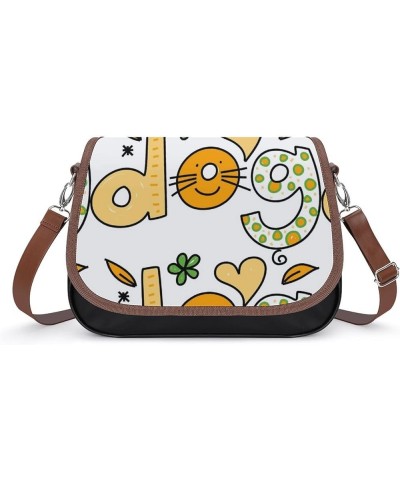 Printed Crossbody Bag Shoulder Bag PU Leather Women's Designer Satchels White Clouds Blue Color2 $23.50 Satchels