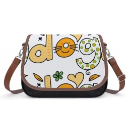 Printed Crossbody Bag Shoulder Bag PU Leather Women's Designer Satchels White Clouds Blue Color2 $23.50 Satchels