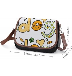 Printed Crossbody Bag Shoulder Bag PU Leather Women's Designer Satchels White Clouds Blue Color2 $23.50 Satchels