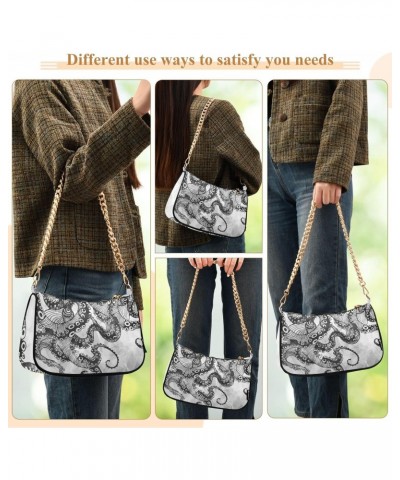 Shoulder Bag Grey Octopus Tentacle Vintage Women Clutch Handbag Shoulder Purch Date Chain Bag Tote Bag Spring Holiday Birthda...