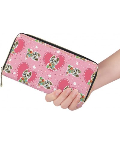 Flag and Sunflower theme PU Leather Clutch Bag Pouch Fashion Zipper Purses for Women Girls Gift white dog $13.43 Clutches