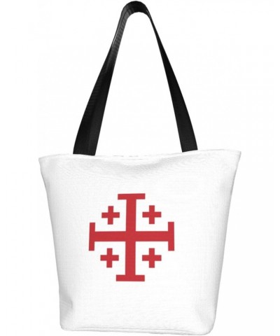 Jerusalem Catholic Cross Women'S Casual One Shoulder Carry Shopping Bag Large Capacity Working Storage Handbag $16.50 Shoulde...