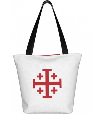 Jerusalem Catholic Cross Women'S Casual One Shoulder Carry Shopping Bag Large Capacity Working Storage Handbag $16.50 Shoulde...