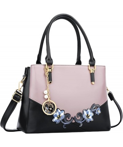 3 Zippered Compartments Purses and Handbags for Women Top Handle Satchel Shoulder Ladies Bags D-black Purple Flower $26.12 Sa...