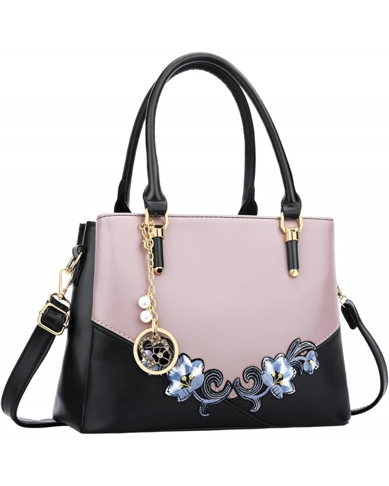 3 Zippered Compartments Purses and Handbags for Women Top Handle Satchel Shoulder Ladies Bags D-black Purple Flower $26.12 Sa...