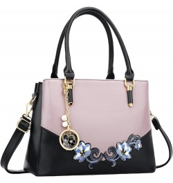 3 Zippered Compartments Purses and Handbags for Women Top Handle Satchel Shoulder Ladies Bags D-black Purple Flower $26.12 Sa...