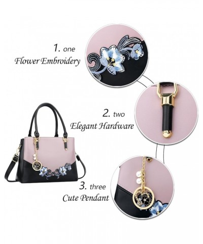 3 Zippered Compartments Purses and Handbags for Women Top Handle Satchel Shoulder Ladies Bags D-black Purple Flower $26.12 Sa...