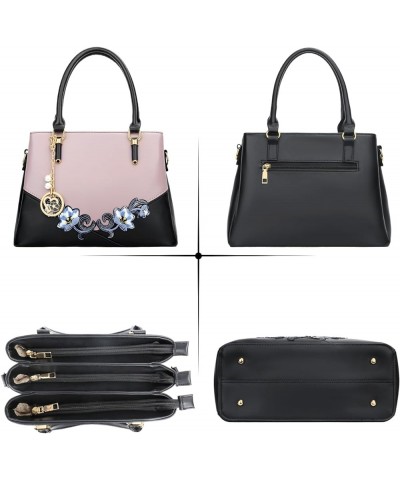 3 Zippered Compartments Purses and Handbags for Women Top Handle Satchel Shoulder Ladies Bags D-black Purple Flower $26.12 Sa...