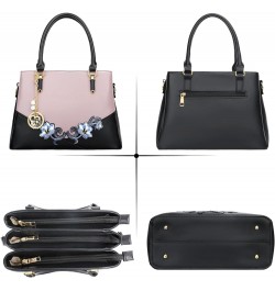 3 Zippered Compartments Purses and Handbags for Women Top Handle Satchel Shoulder Ladies Bags D-black Purple Flower $26.12 Sa...