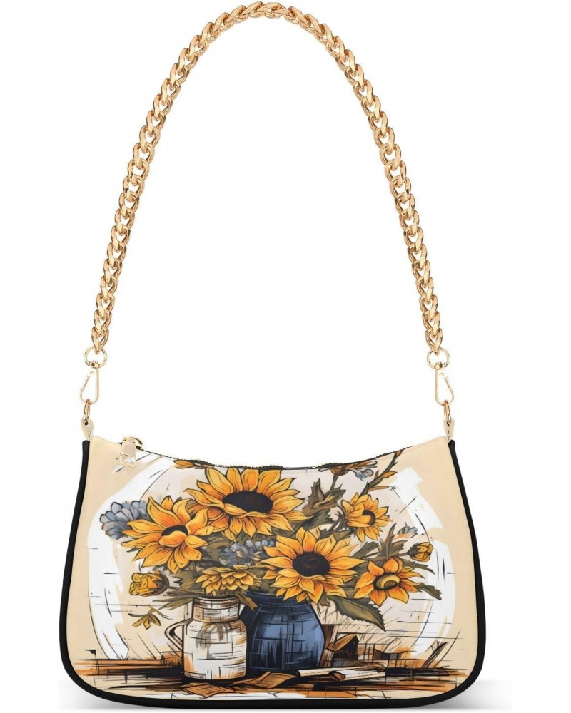 Shoulder Bags for Women Yellow Sunflowers (2) Hobo Tote Handbag Small Clutch Purse with Zipper Closure $14.57 Shoulder Bags