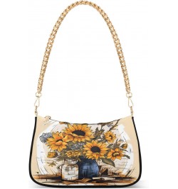 Shoulder Bags for Women Yellow Sunflowers (2) Hobo Tote Handbag Small Clutch Purse with Zipper Closure $14.57 Shoulder Bags