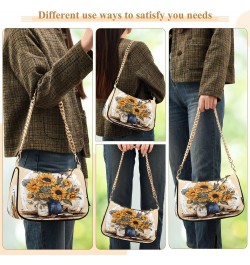 Shoulder Bags for Women Yellow Sunflowers (2) Hobo Tote Handbag Small Clutch Purse with Zipper Closure $14.57 Shoulder Bags