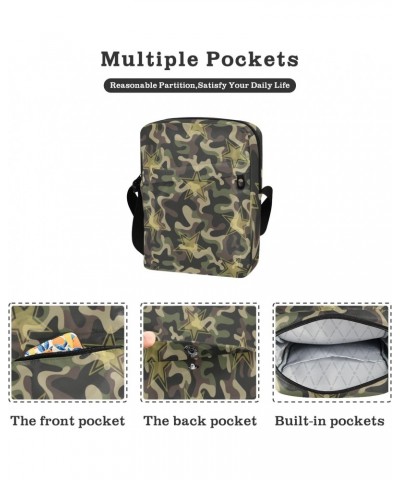 Crossbody Phone Camouflage Stars Pattern Small Messenger Shoulder Bag Cash Handbag Wallet Purse(236na5b) $8.80 Crossbody Bags