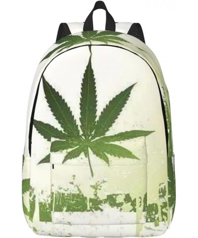 Grass Pot Leaf Print Unisex Canvas Backpack Cute Backpack For Travel Sports Casual Aesthetic Backpack Black Small $17.81 Back...