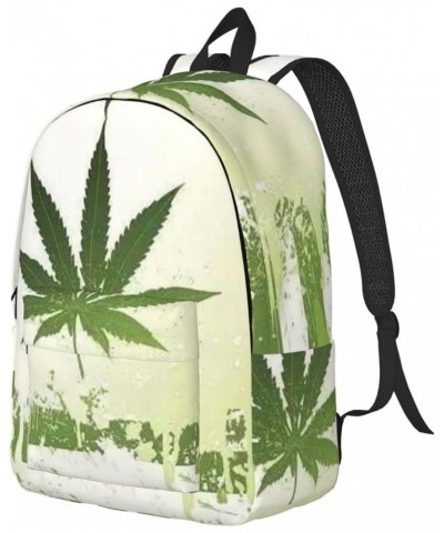 Grass Pot Leaf Print Unisex Canvas Backpack Cute Backpack For Travel Sports Casual Aesthetic Backpack Black Small $17.81 Back...