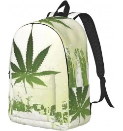 Grass Pot Leaf Print Unisex Canvas Backpack Cute Backpack For Travel Sports Casual Aesthetic Backpack Black Small $17.81 Back...