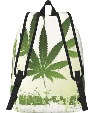 Grass Pot Leaf Print Unisex Canvas Backpack Cute Backpack For Travel Sports Casual Aesthetic Backpack Black Small $17.81 Back...