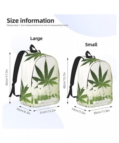 Grass Pot Leaf Print Unisex Canvas Backpack Cute Backpack For Travel Sports Casual Aesthetic Backpack Black Small $17.81 Back...