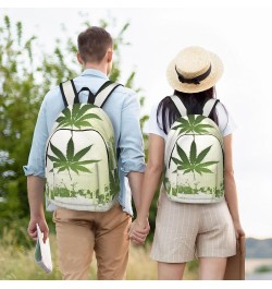 Grass Pot Leaf Print Unisex Canvas Backpack Cute Backpack For Travel Sports Casual Aesthetic Backpack Black Small $17.81 Back...