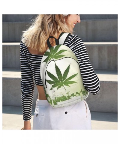 Grass Pot Leaf Print Unisex Canvas Backpack Cute Backpack For Travel Sports Casual Aesthetic Backpack Black Small $17.81 Back...