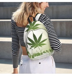 Grass Pot Leaf Print Unisex Canvas Backpack Cute Backpack For Travel Sports Casual Aesthetic Backpack Black Small $17.81 Back...