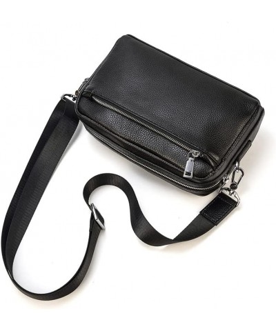 Leather cowhide shoulder bag fashionable small cross body bag for men and women Multi functional storage bag Dark Brown $25.9...