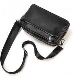 Leather cowhide shoulder bag fashionable small cross body bag for men and women Multi functional storage bag Dark Brown $25.9...