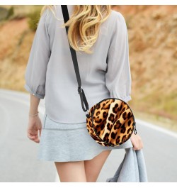 Round Crossbody Purse for Women, Shoulder Bag, animal skin texture $9.20 Crossbody Bags