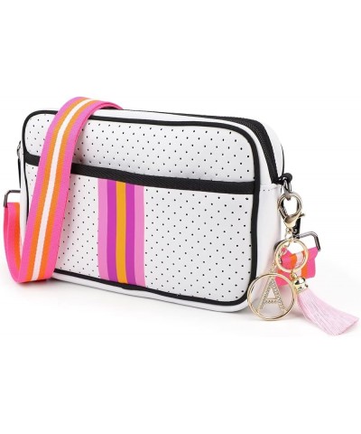 Crossbody Bags for Women, Neoprene Crossbody Bag, Neoprene Cross Body Bags Purses for Women Trendy Crossbody Bag White Perfor...