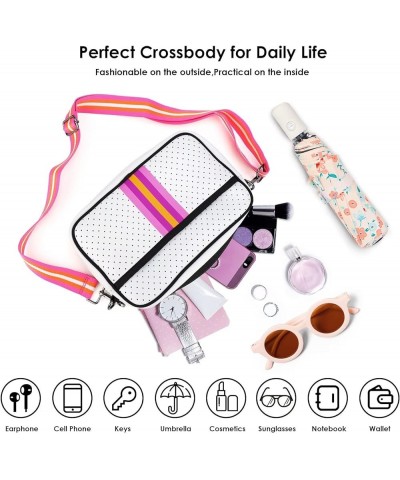 Crossbody Bags for Women, Neoprene Crossbody Bag, Neoprene Cross Body Bags Purses for Women Trendy Crossbody Bag White Perfor...