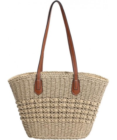 Straw Tote Bag Woven Handbag Shoulder Bag, Weave Rattan Handmade Clutch Bag Summer Beach Large Purse for Women Light Brown $9...