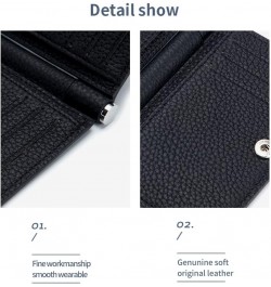 Leather Business Card Holder Bifold Genuine Leather Pocket Wallet Slim Business Card Case for Men & Women (Black) Blue $19.79...